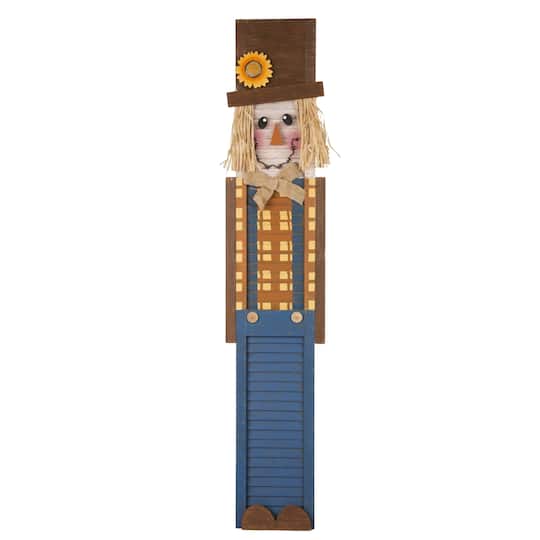 Glitzhome&#xAE; 3.5ft. Wooden Scarecrow Porch Sign